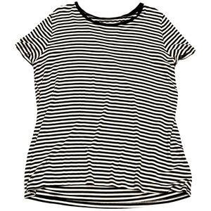 1X Black and White Striped Women's Top